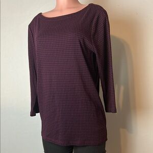 Chico's Women’s T- Shirt Plaid 100%Cotton 3/4 Sleeves Size 3(XL)